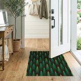 Green Pine Forest Rustic Area Rug
