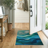 Blue and Teal Ocean Waves Area Rug
