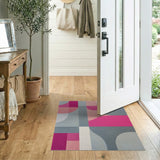 Vibrant Pink Geometric Modern Area Rug