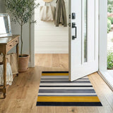Multi-color and Patterns Bold Yellow Black Striped Area Rug