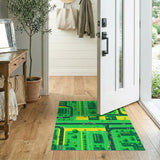 Aerial Green Cityscape Geometric Area Rug