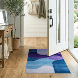 Abstract Wave Area Rug in Blue Purple