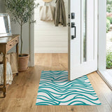 Teal Wavy Lines Area Rug