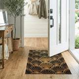 Gold Art Deco Fan Geometric Area Rug