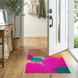 Vibrant Pink Teal Yellow Abstract Splatter Rug