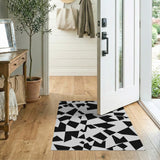 Black White Geometric Polygon Area Rug