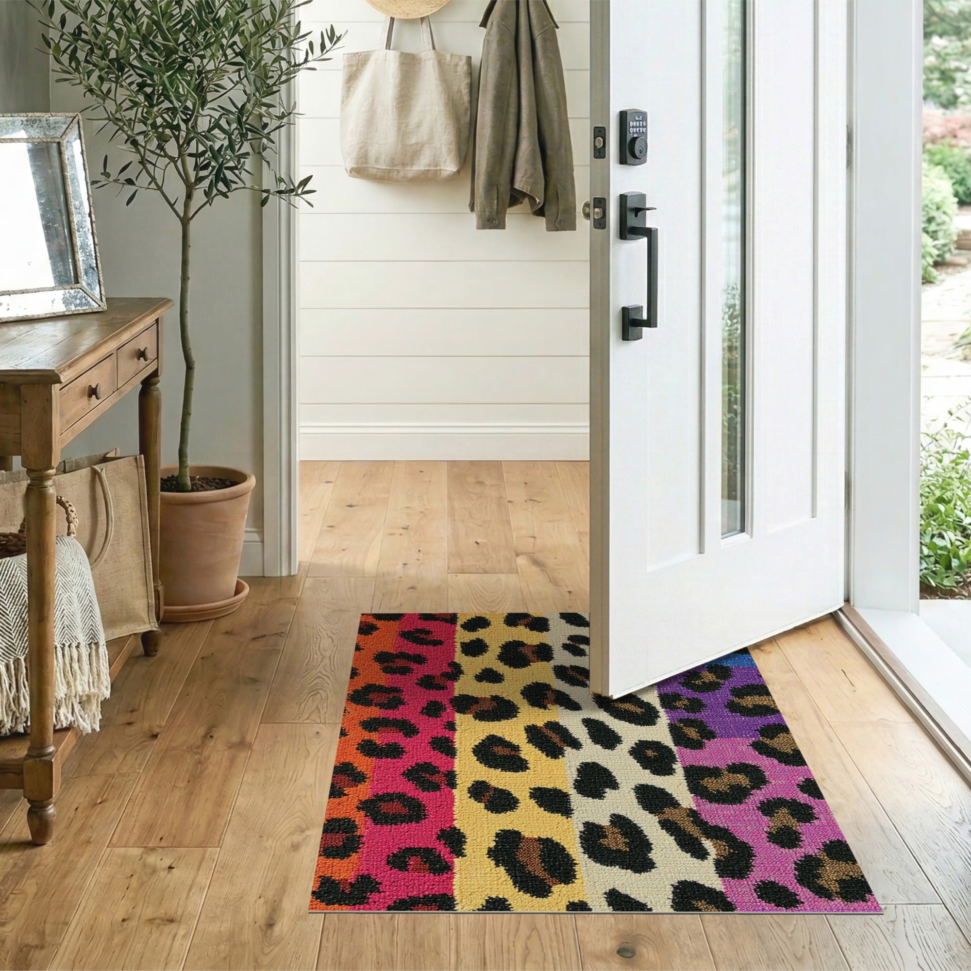 Vibrant Patchwork Leopard Area Rug