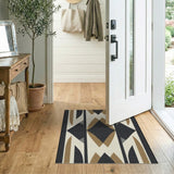 Modern Geometric Black Gold Ivory Area Rug