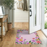 Vibrant Multi-Floral Pink Border Area Rug