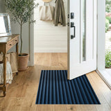 Navy Blue Vertical Ribbed Geometric Area Rug