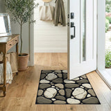 Coastal Beach Grey Grey Pebble Mosaic Area Rug