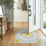 Lemon Daisy Light Blue Area Rug