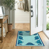 Coastal Beach Blue and Teal Teal Seashell Coastal Area Rug