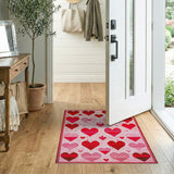 Red Hearts Geometric Area Rug