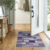 Purple Purple Geometric Block Stripe Area Rug