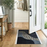 Abstract Leopard Wave Navy Area Rug