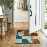 Teal Orange Geometric Abstract Area Rug