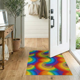Vivid Rainbow Swirl Abstract Area Rug