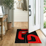 Red Red Racetrack Geometric Area Rug
