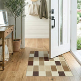 Tan Brown Geometric Woven Block Area Rug