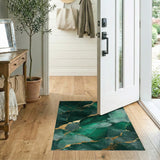 Emerald Green Gold Vein Abstract Abstract Area Area Rug