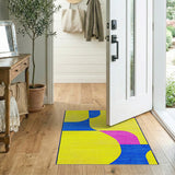 Vibrant Geometric Yellow Blue Pink Area Rug