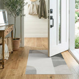 Modern Curved Abstract Beige Grey Area Rug