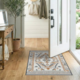 Beige and Neutral Beige Southwestern Geometric Tribal Rug