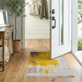 Mustard Yellow Abstract Distressed Area Rug