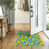 Cartoon Lion Maze Yellow Area Rug
