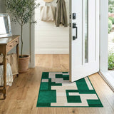 Geometric Modern Green Emerald Green Geometric Block Area Rug