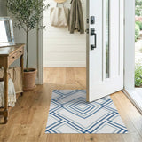 Geometric Modern Navy Blue Geometric Lattice Area Rug