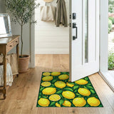 Yellow Zesty Lemon Grove Fruit Pattern Area Rug