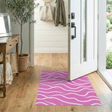 Vibrant Pink Wavy Lines Area Rug