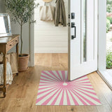 Pink Pink Sunburst Geometric Area Rug