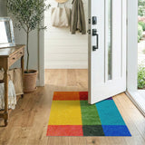 Multi-color and Patterns Vibrant Multi-Color Geometric Block Area Rug