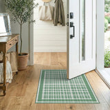 Green Rustic Farmhouse Green White Gingham Checkered Area Rug