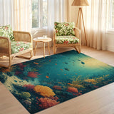 ODIKA Washable Ocean Coral Reef Area Rug - Non-Slip Low Pile Marine Decor