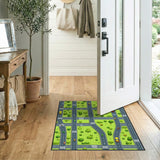 Multi-color and Patterns Cartoon City Streets Kids Play Rug