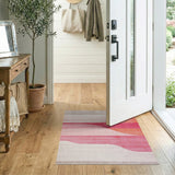 Multi-color and Patterns Wavy Pink Orange Abstract Area Rug