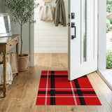 Red Bold Red Plaid Check Area Rug