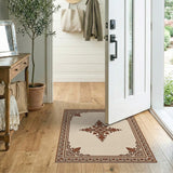 Ornate Cream Border Persian Area Rug