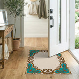 Teal Ornate Border Area Rug