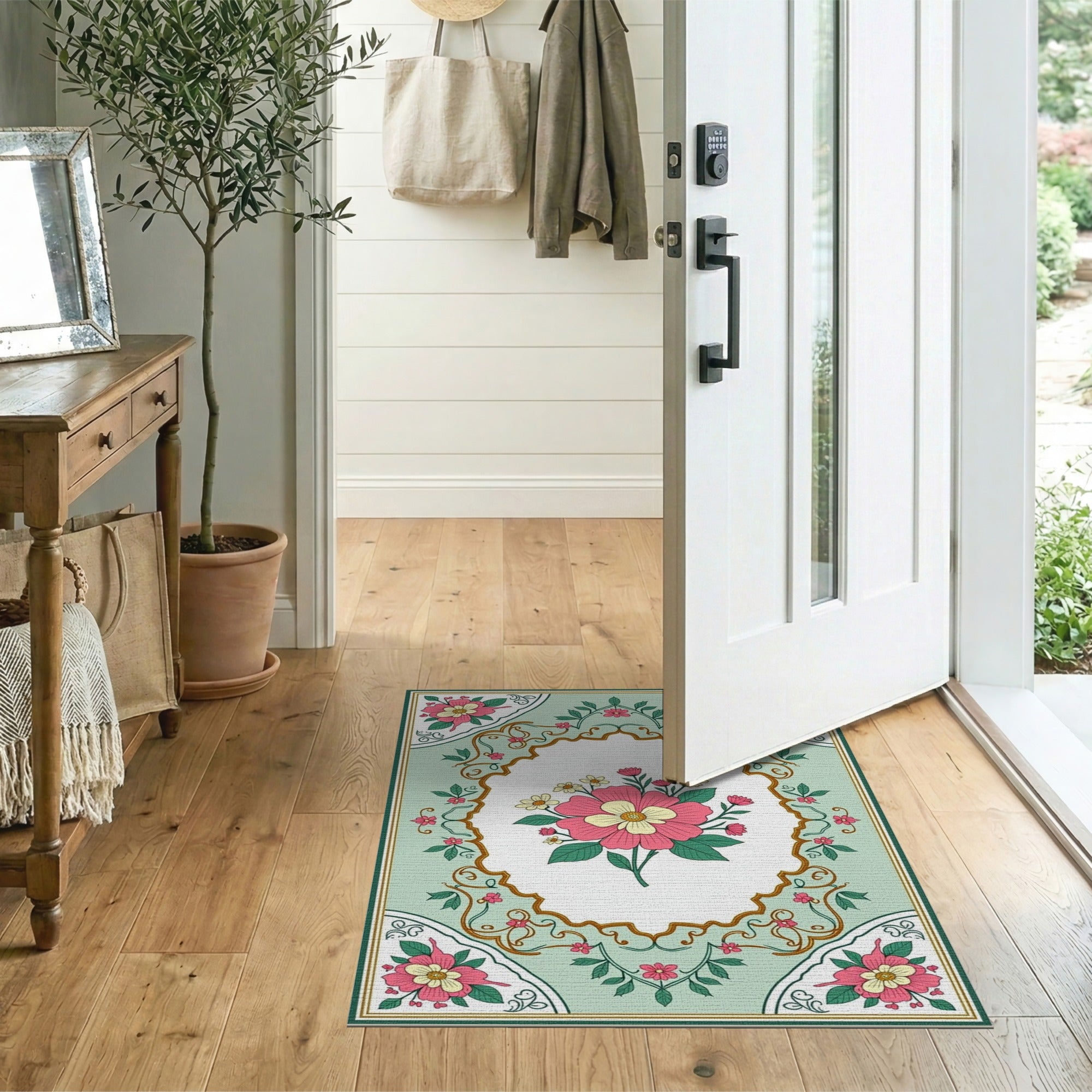 Elegant Pink Floral Bouquet Area Rug