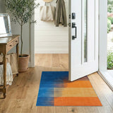 Modern Blue-Orange Halftone Gradient Area Rug