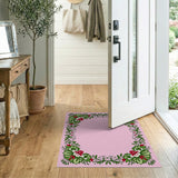 Ornate Pink Floral Border Area Rug