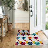 Whimsical Cartoon Cats and Lightbulbs Area Rug