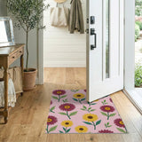 Pink Magenta Daisy Sunflower Pattern Area Rug