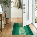 Green Emerald Green Geometric Stripe Area Rug