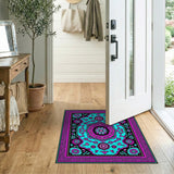 Vibrant Teal Purple Persian Floral Rug